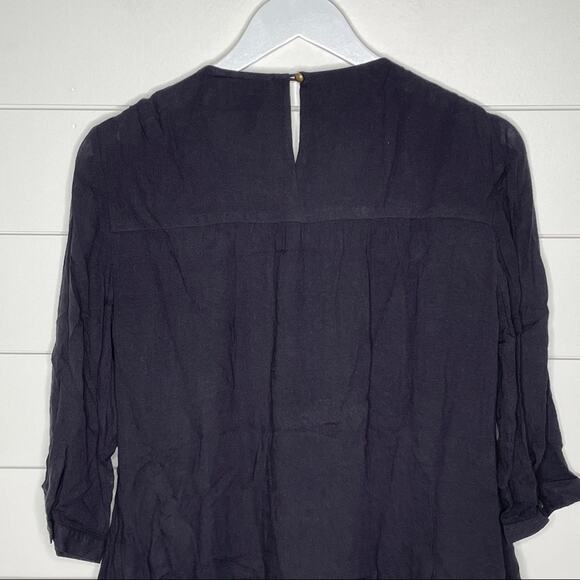 HD In Paris Ari Embellished Embroidered Boho Peasant Tunic Top Black Size 4 - Picture 9 of 11
